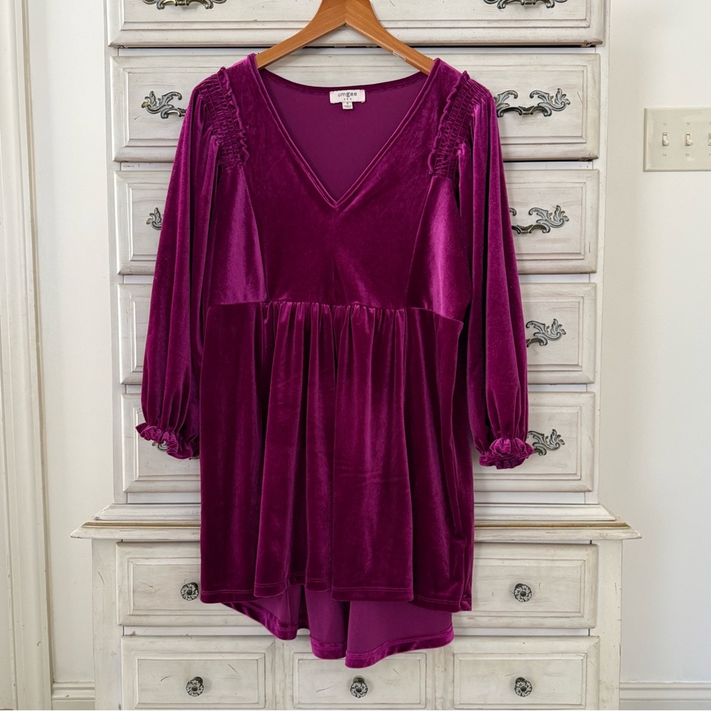 Vici Magenta Velvet Victorian Babydoll Top